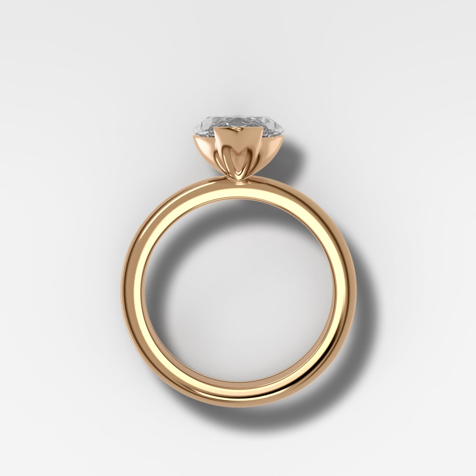 Half Bezel Solitaire Engagement Ring With Marquise Cut (North South) by Good Stone in Yellow Gold