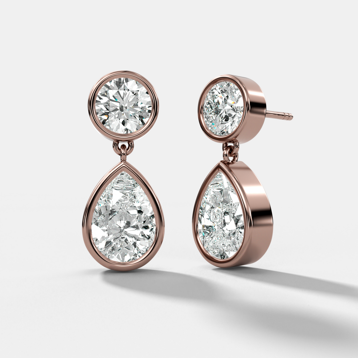 Bezel Teardrop Diamond Earrings