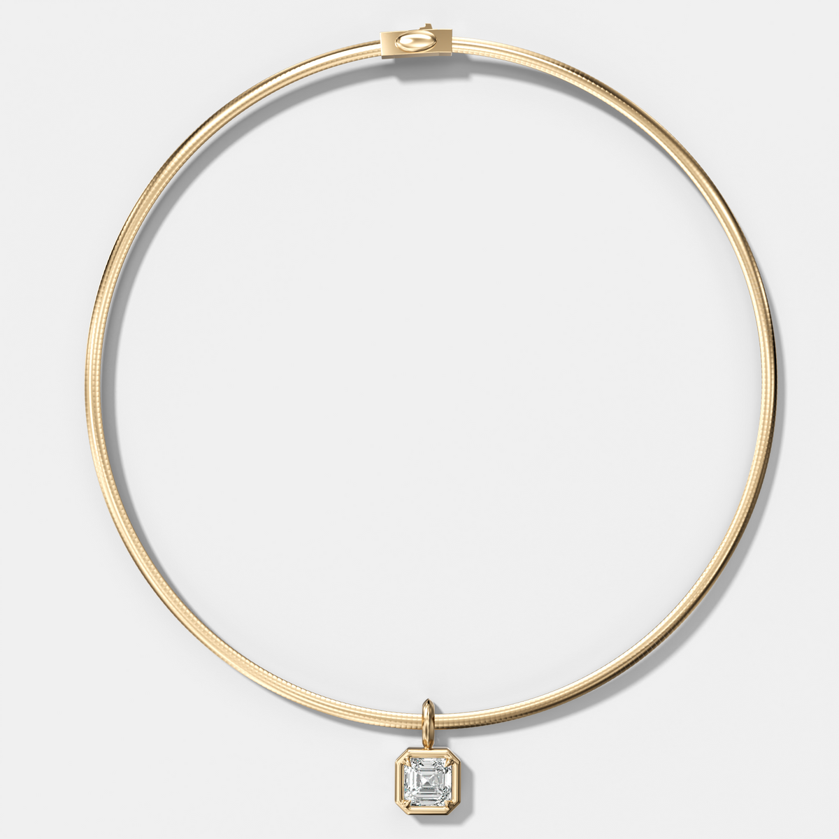 Club Asscher Attachable Diamond Pendant With Reversible Omega Chain (3mm)