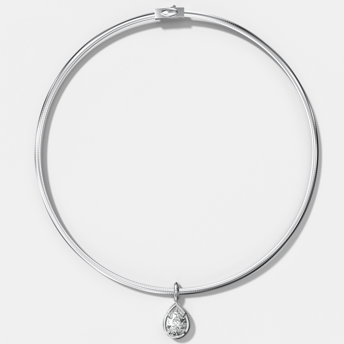 Club Pear Attachable Diamond Pendant With Reversible Omega Chain (3mm)