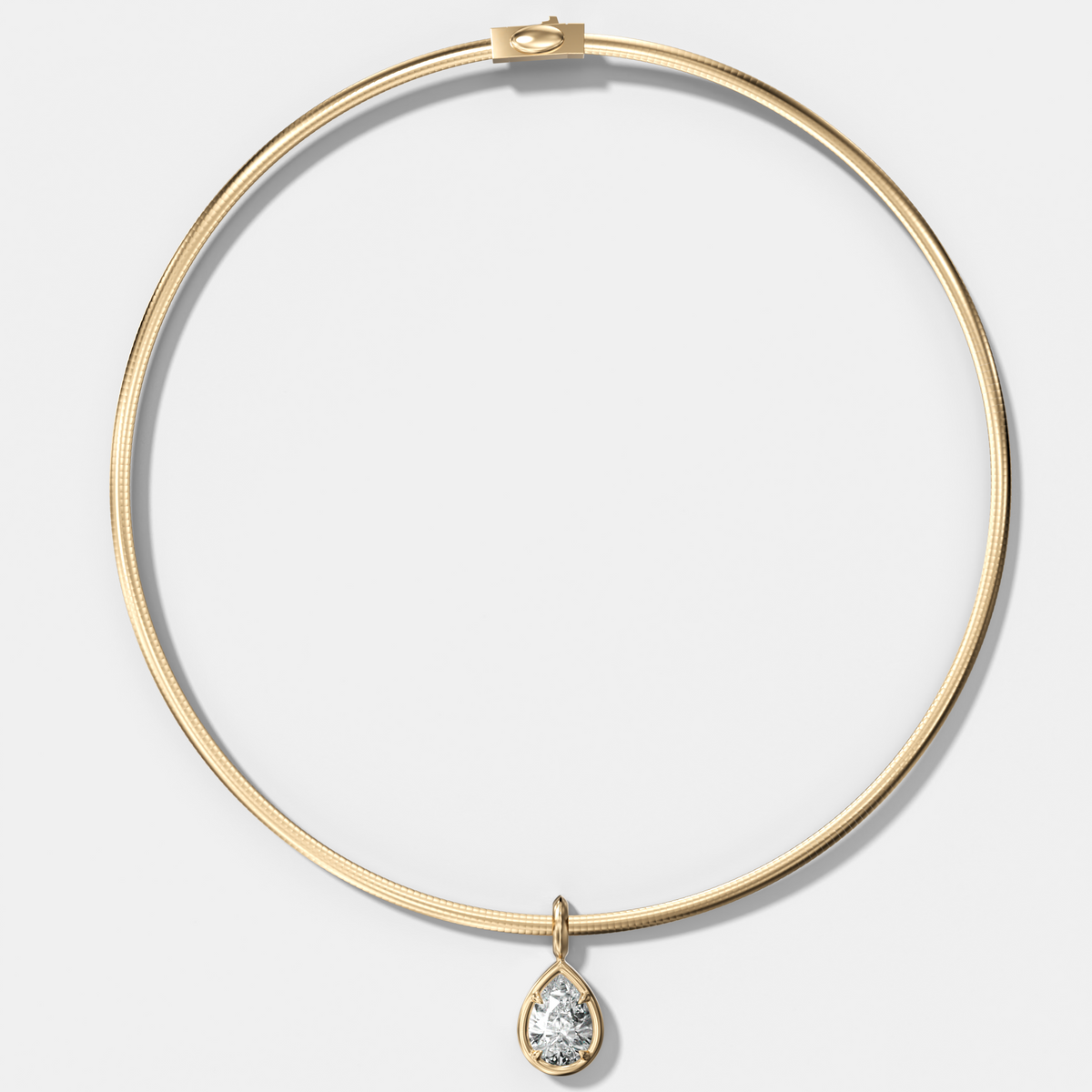 Club Pear Attachable Diamond Pendant With Reversible Omega Chain (3mm)