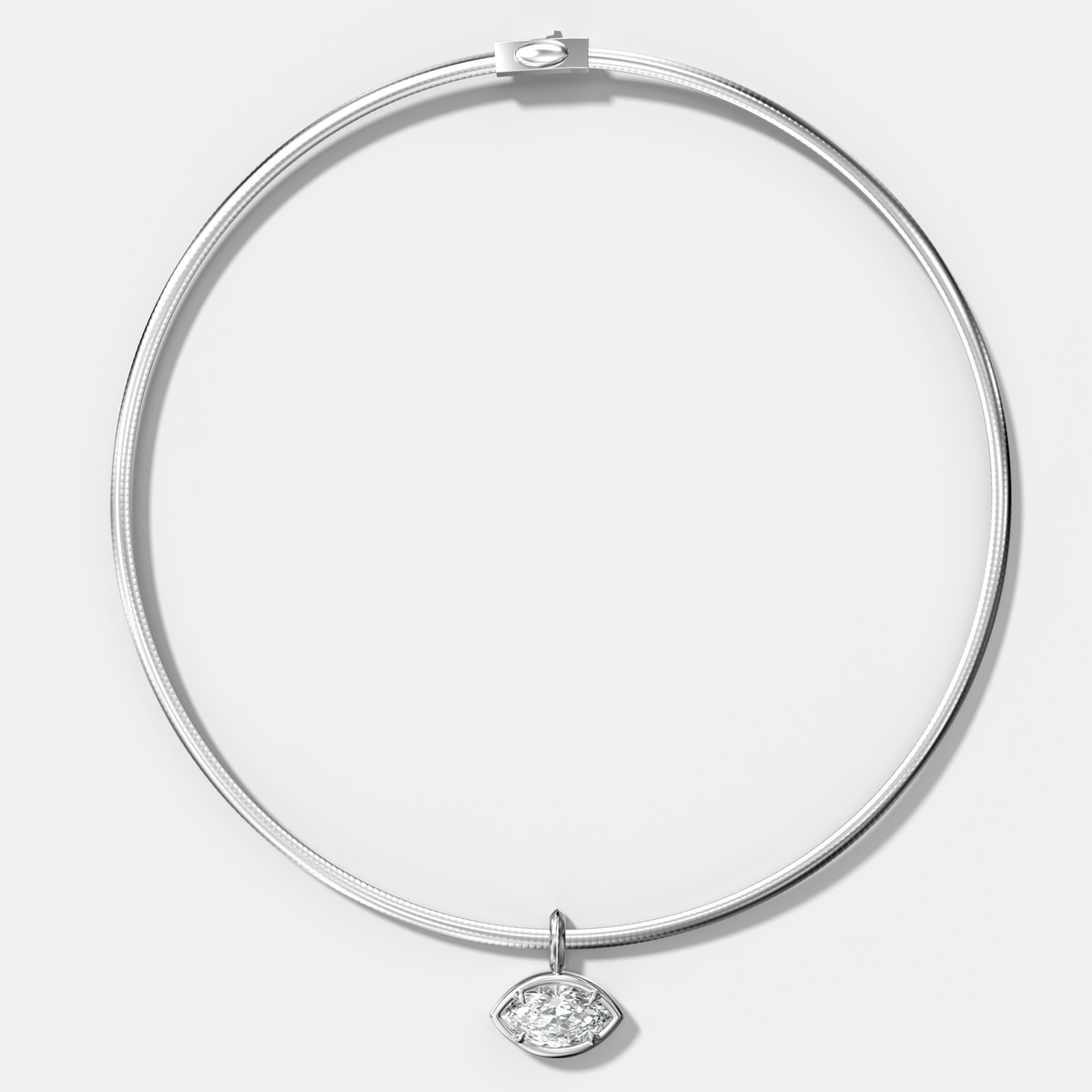 Club East West Marquise Attachable Diamond Pendant With Reversible Omega Chain (3mm)