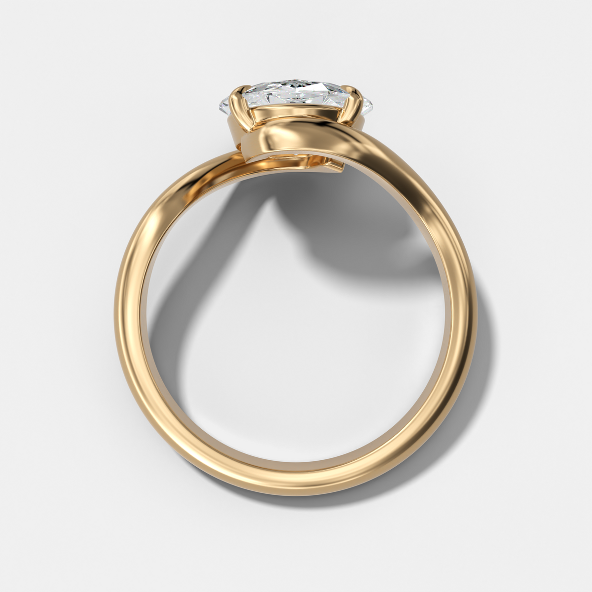 Wave Solitaire Engagement Ring with 3.60ct Lab Grown Oval Cut Diamond