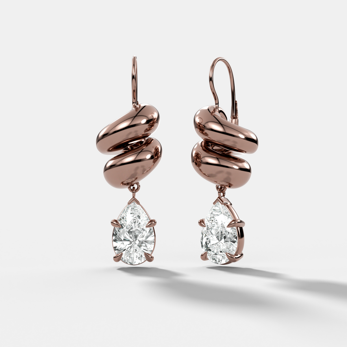 Dual Wrap Drop Earrings with Pear Cut Diamonds