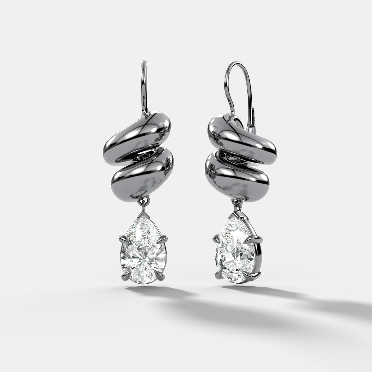 Dual Wrap Drop Earrings with Pear Cut Diamonds
