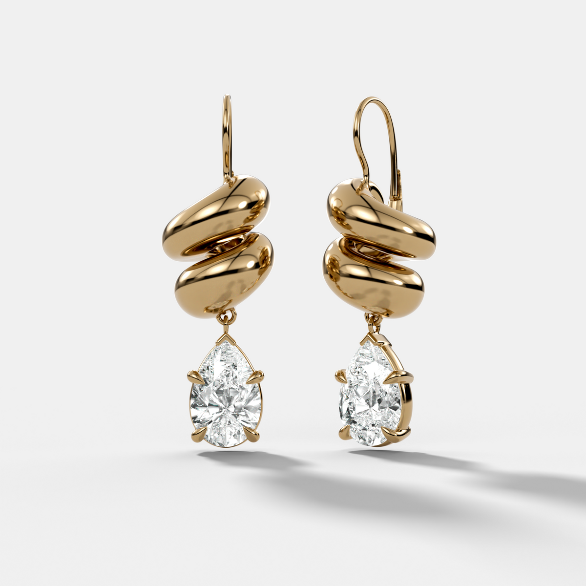 Dual Wrap Drop Earrings with Pear Cut Diamonds