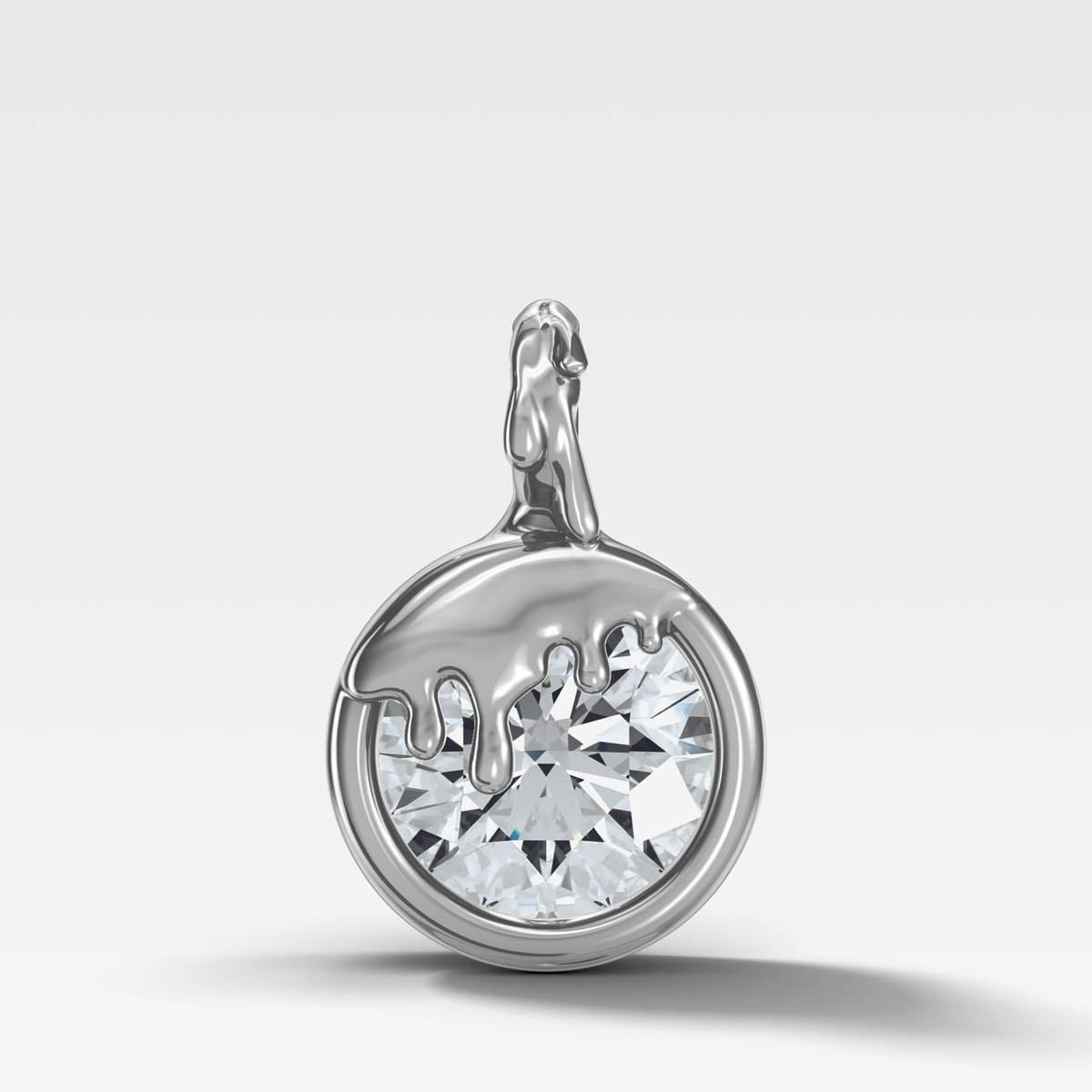 Molten Bezel Set Round Attachable Diamond Pendant