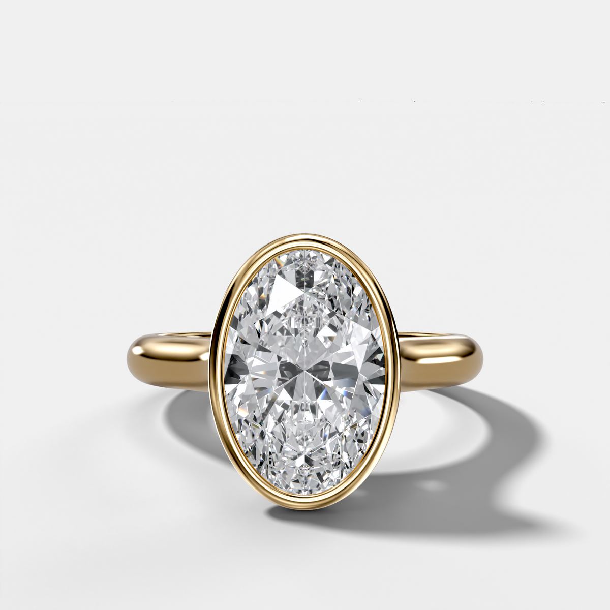 Cathedral Bezel Set Solitaire Engagement Ring with 2.54ct Lab Grown Oval Diamond