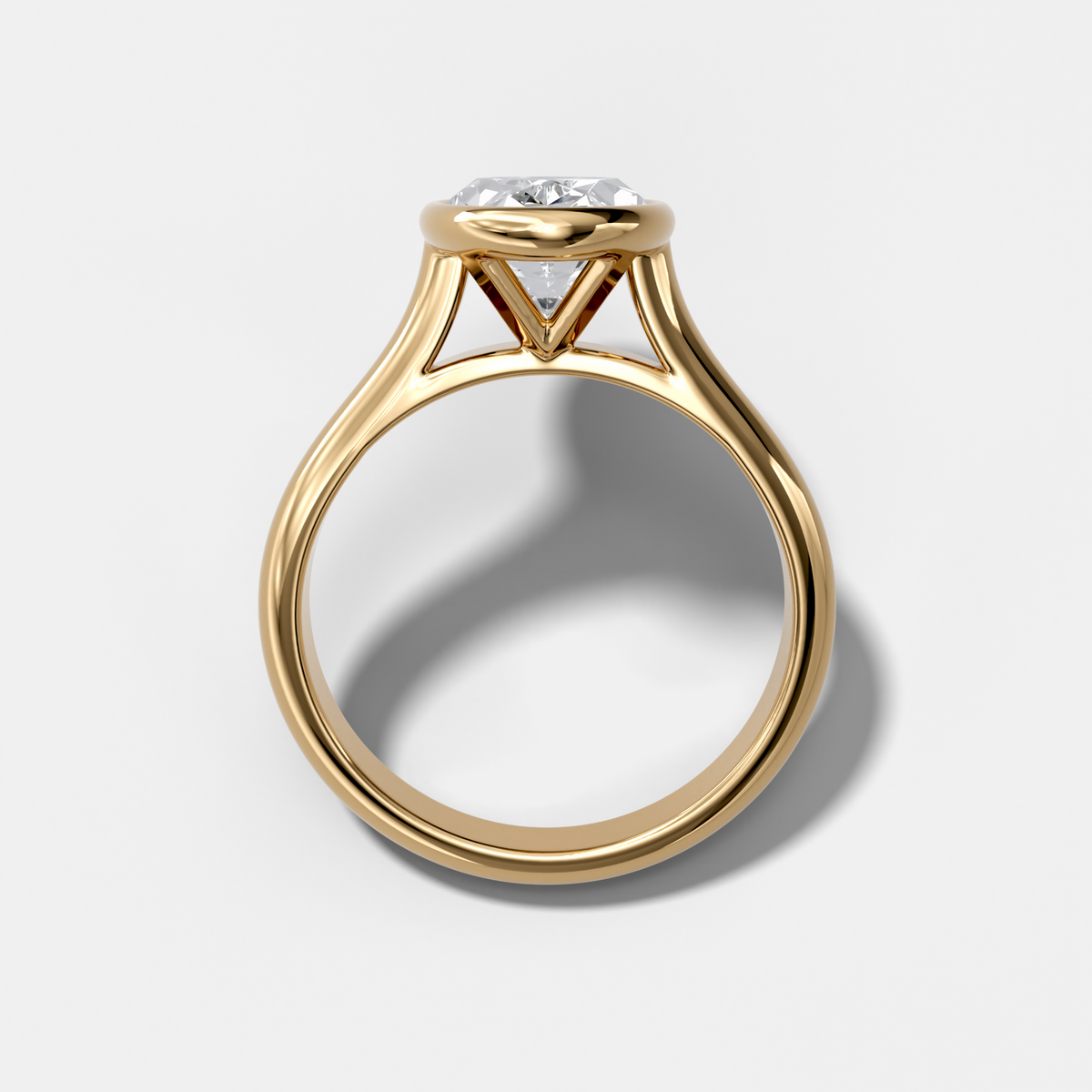 Cathedral Bezel Set Solitaire Engagement Ring with 2.54ct Lab Grown Oval Diamond