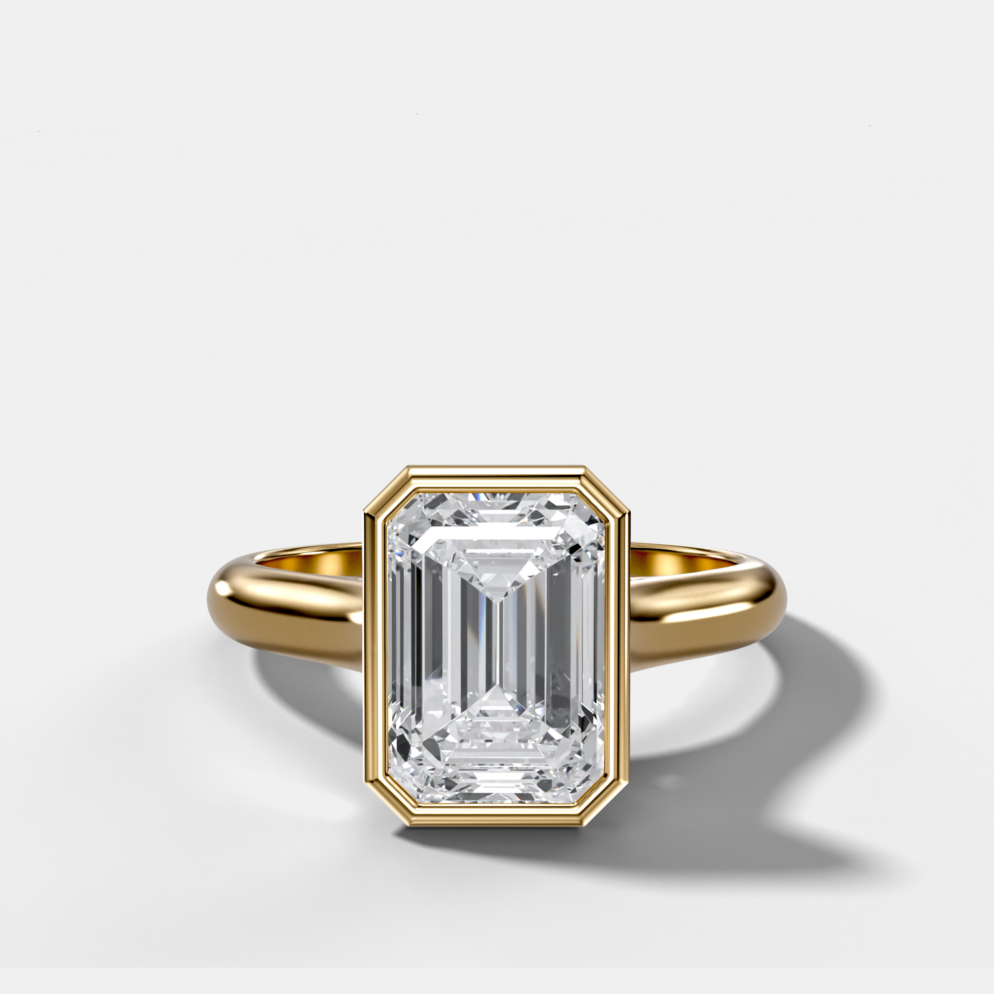 Cathedral Bezel Set Solitaire Engagement Ring With Emerald Diamond