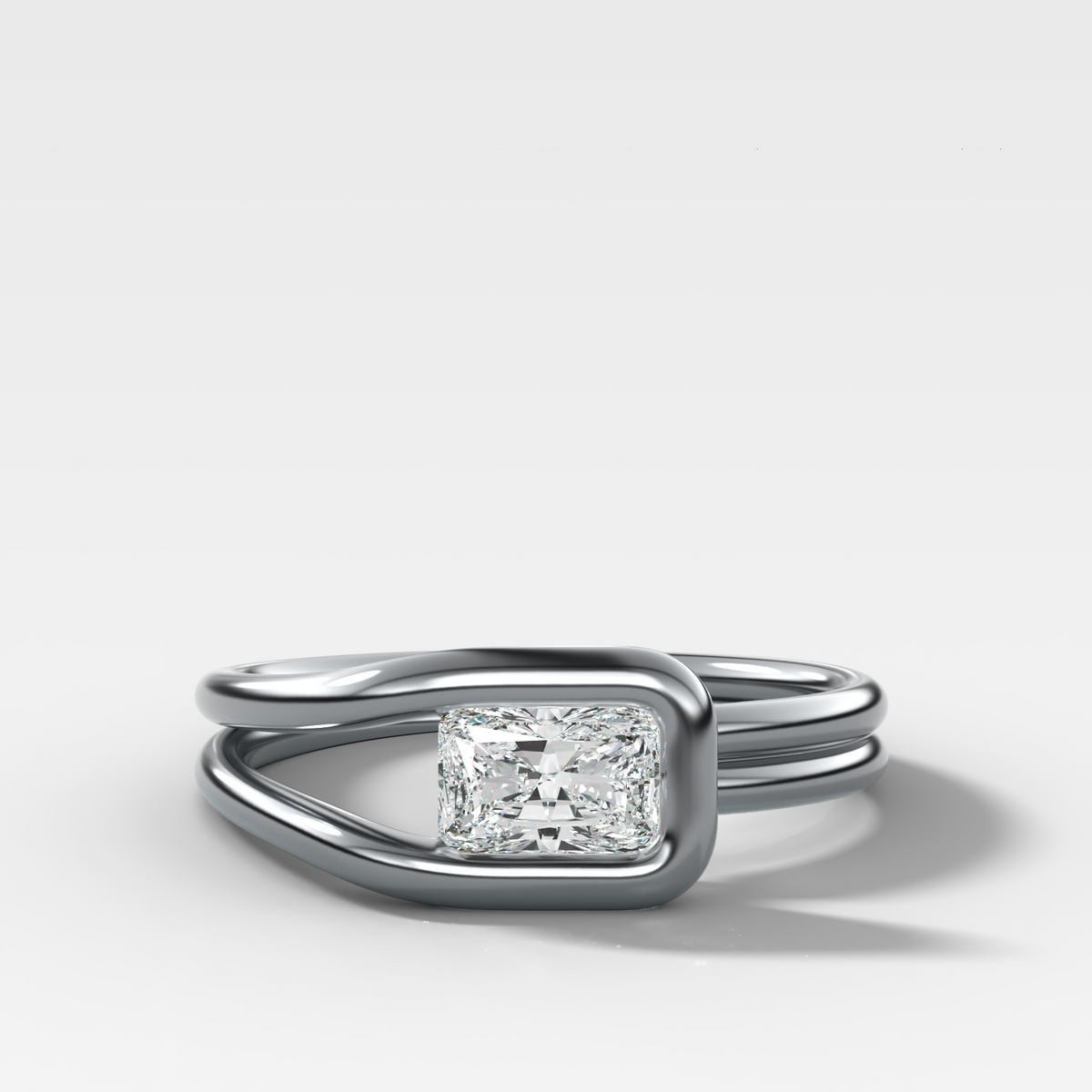 Petite Lasso Band with Elongated Radiant Cut Diamond