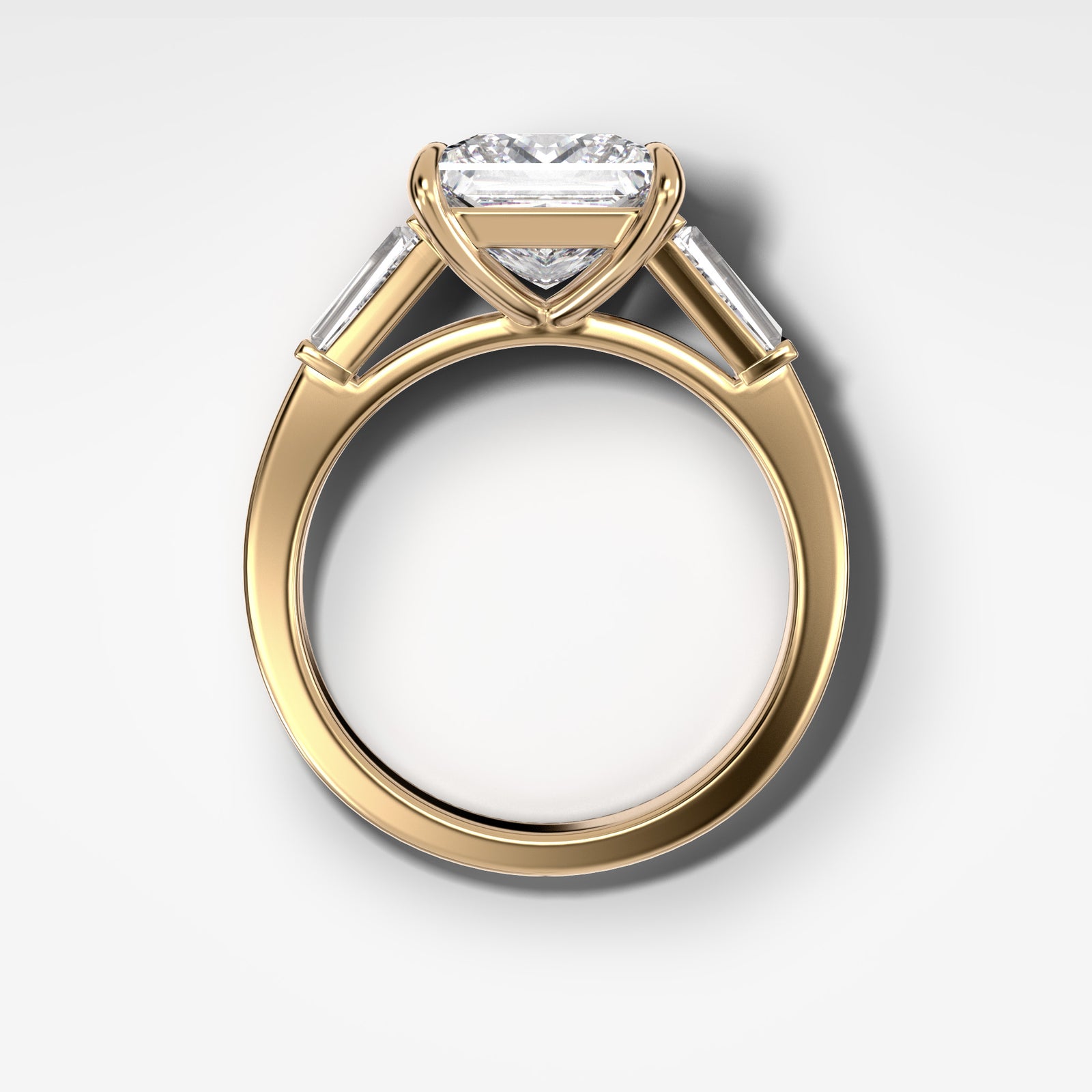 Translunar Tapered Baguette Engagement Ring With Princess Cut by Good Stone in Yellow Gold