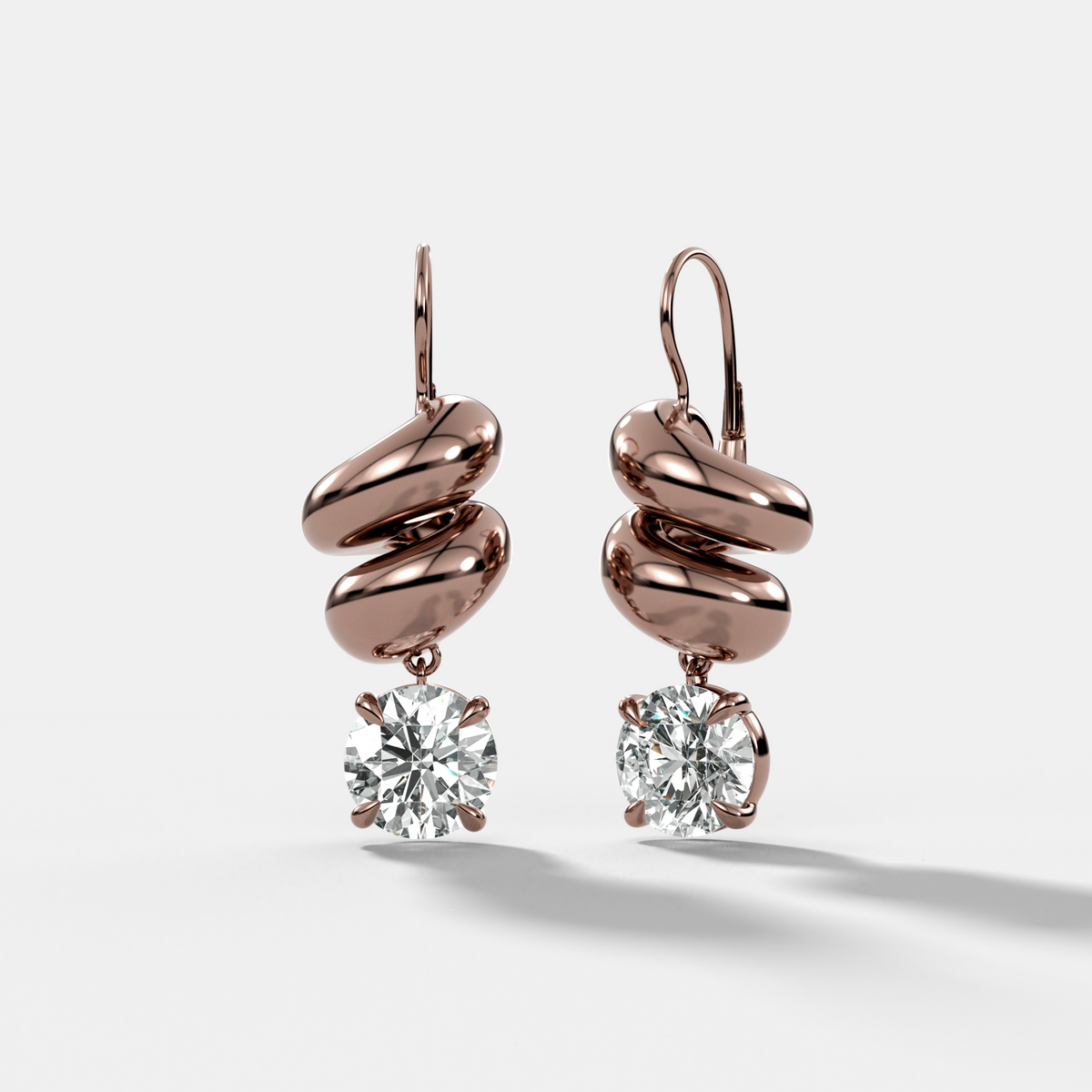 Dual Wrap Drop Earrings with Round Cut Diamonds