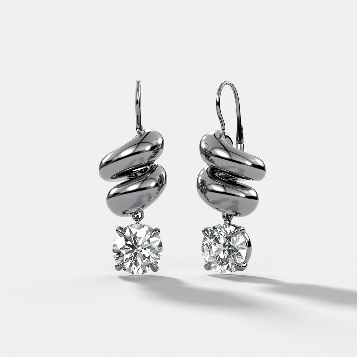 Dual Wrap Drop Earrings with Round Cut Diamonds