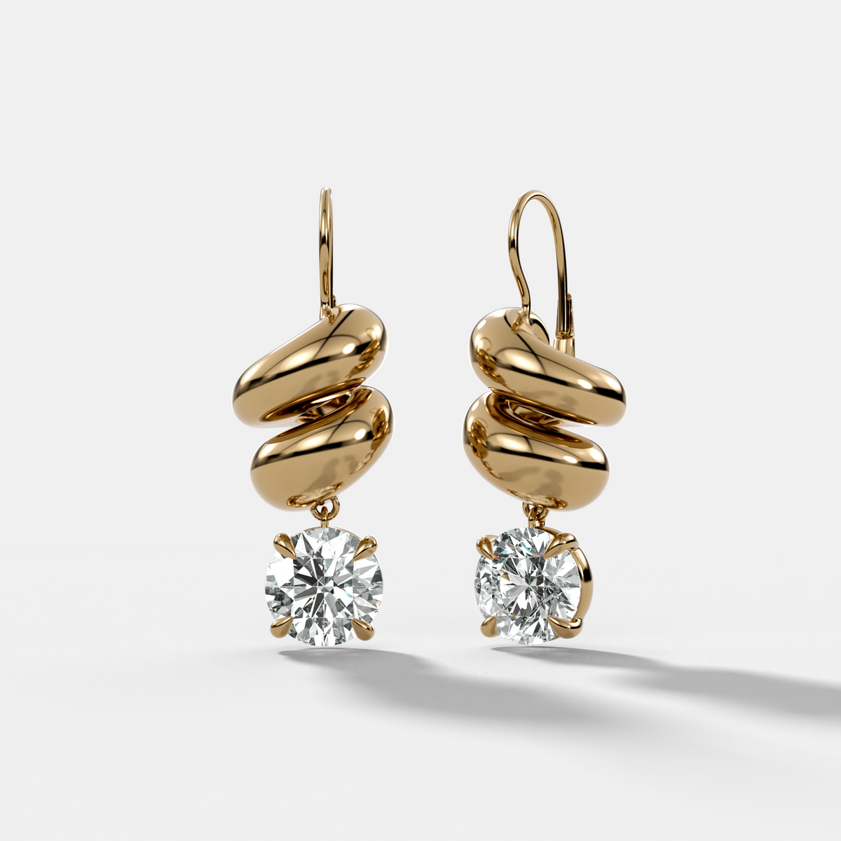 Dual Wrap Drop Earrings with Round Cut Diamonds