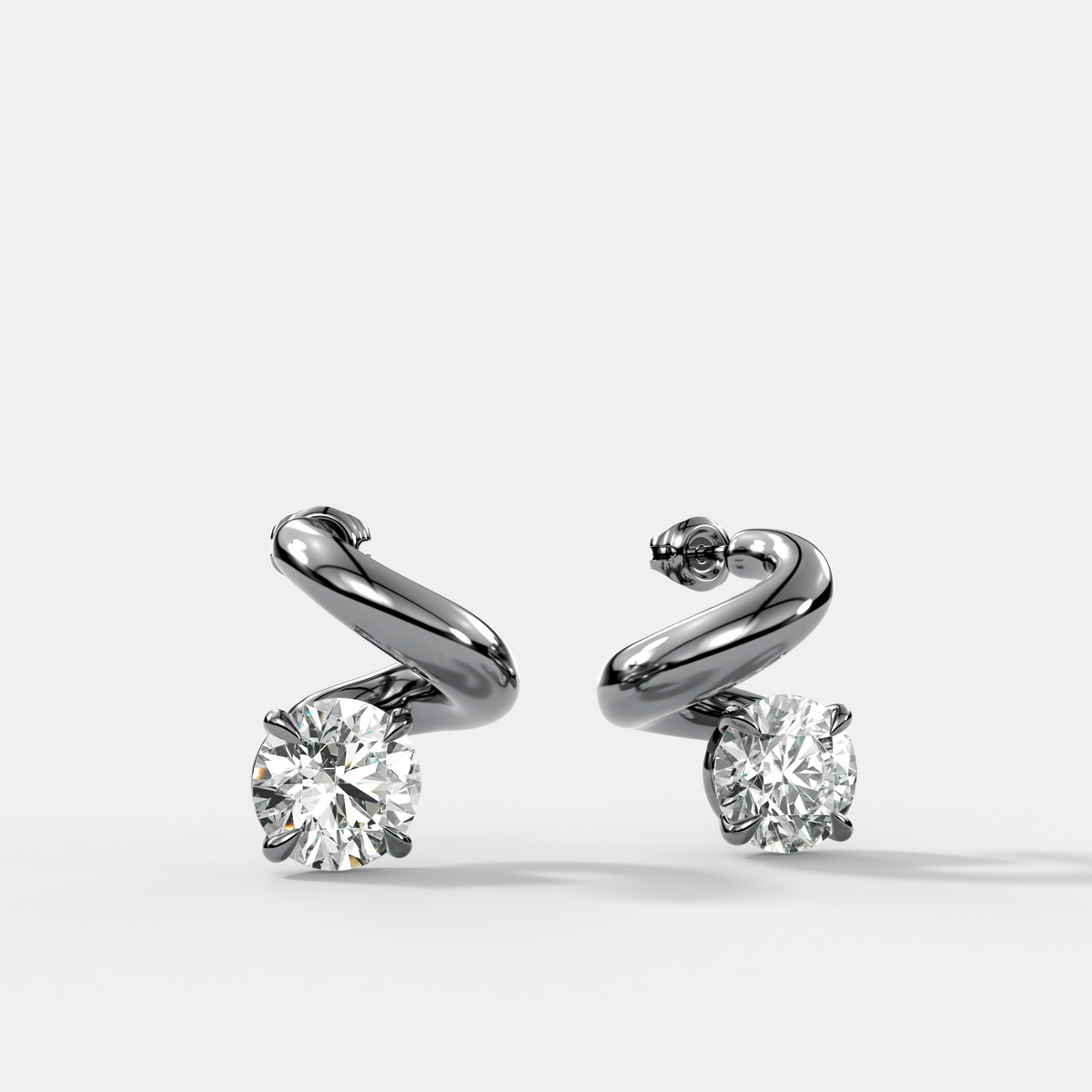 Spiral Studs with Round Cut Diamond