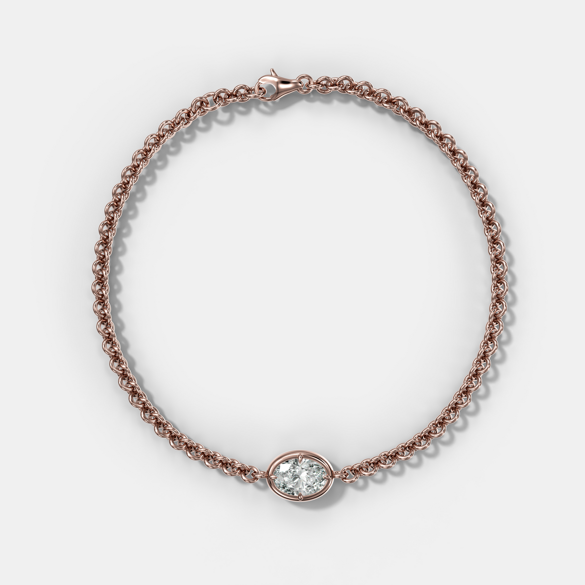 Single Club Necklace with Oval Cut Diamond