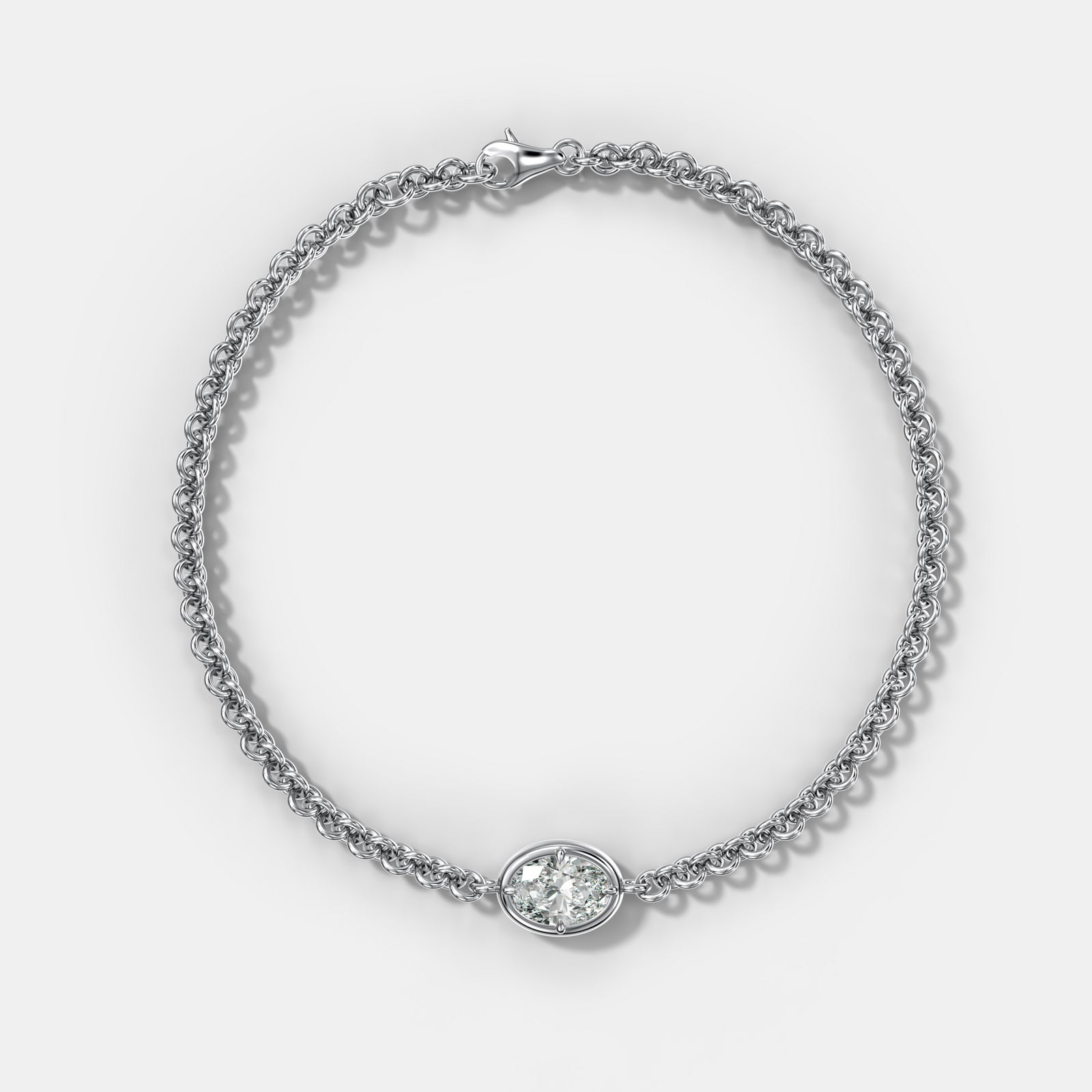 Single Club Necklace with Oval Cut Diamond