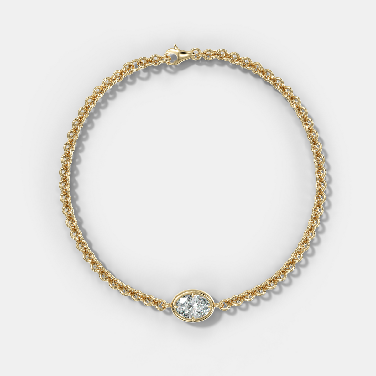 Single Club Necklace with Oval Cut Diamond
