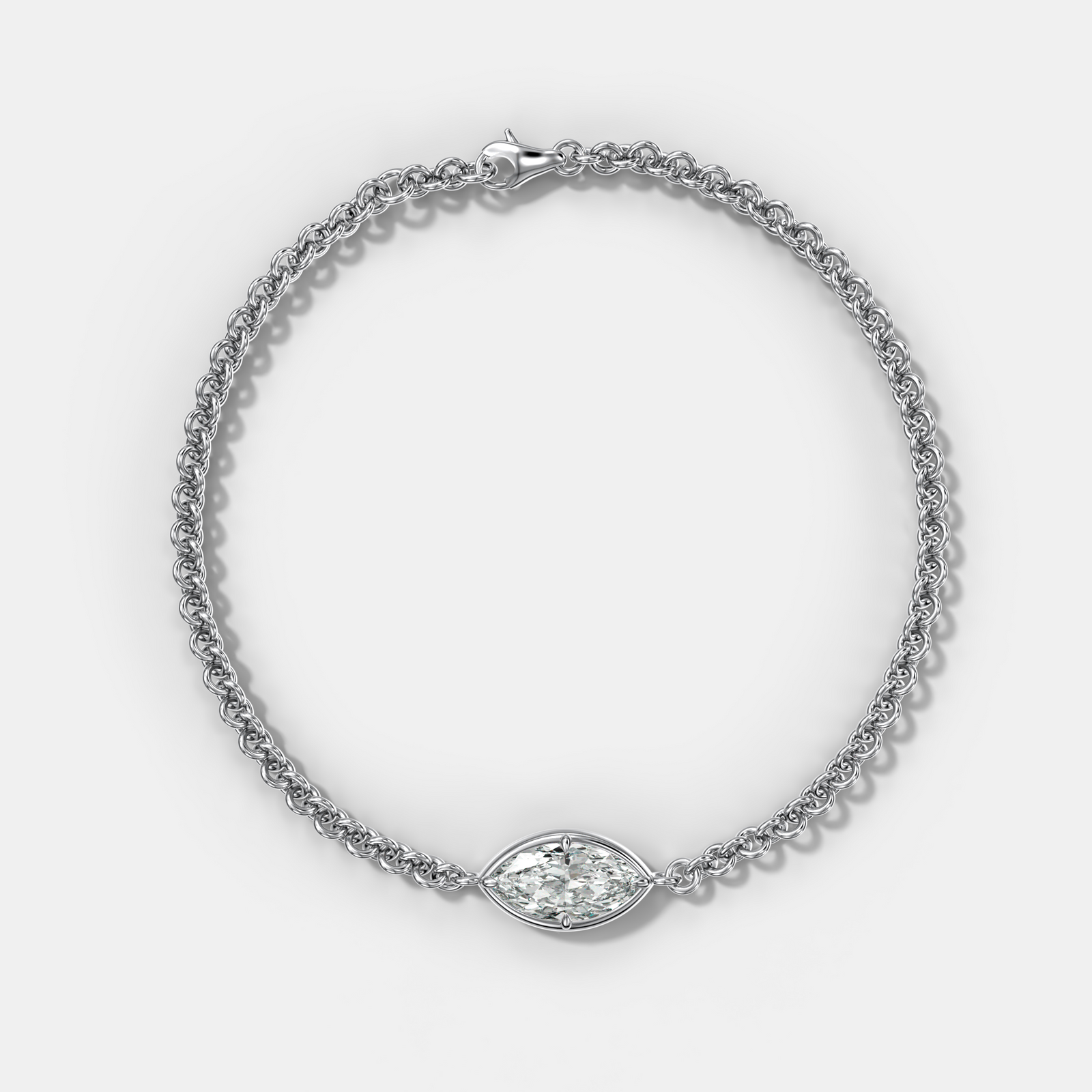 Single Club Necklace with Marquise Cut Diamond