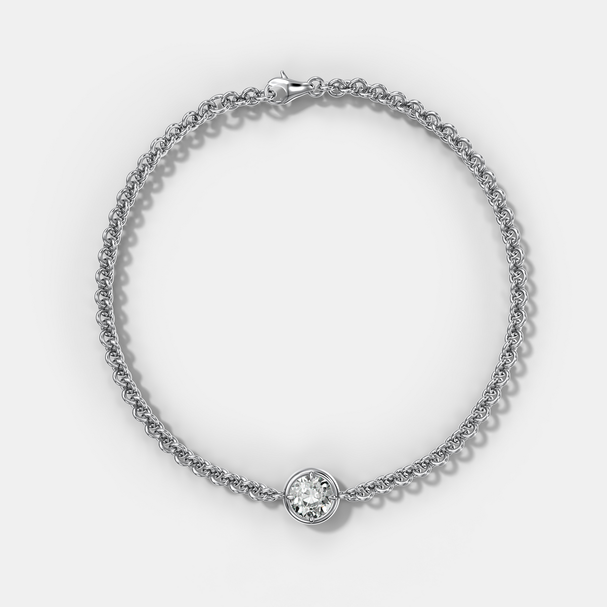 Single Club Necklace with Old Euro Cut Diamond