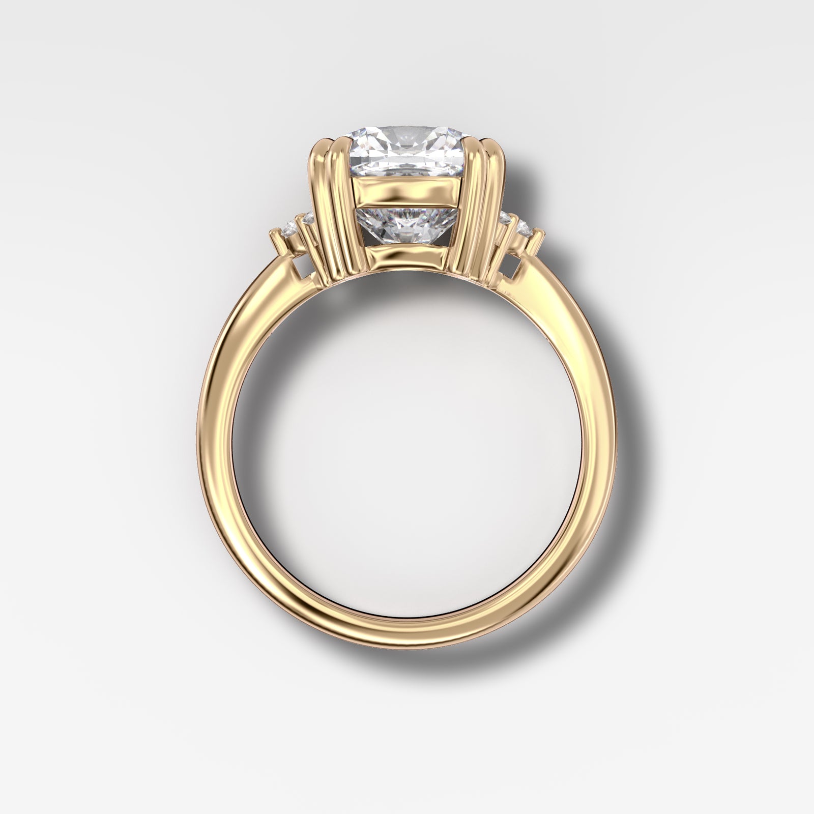Signature Cluster Engagement Ring With Cushion Cut by Good Stone in Yellow Gold