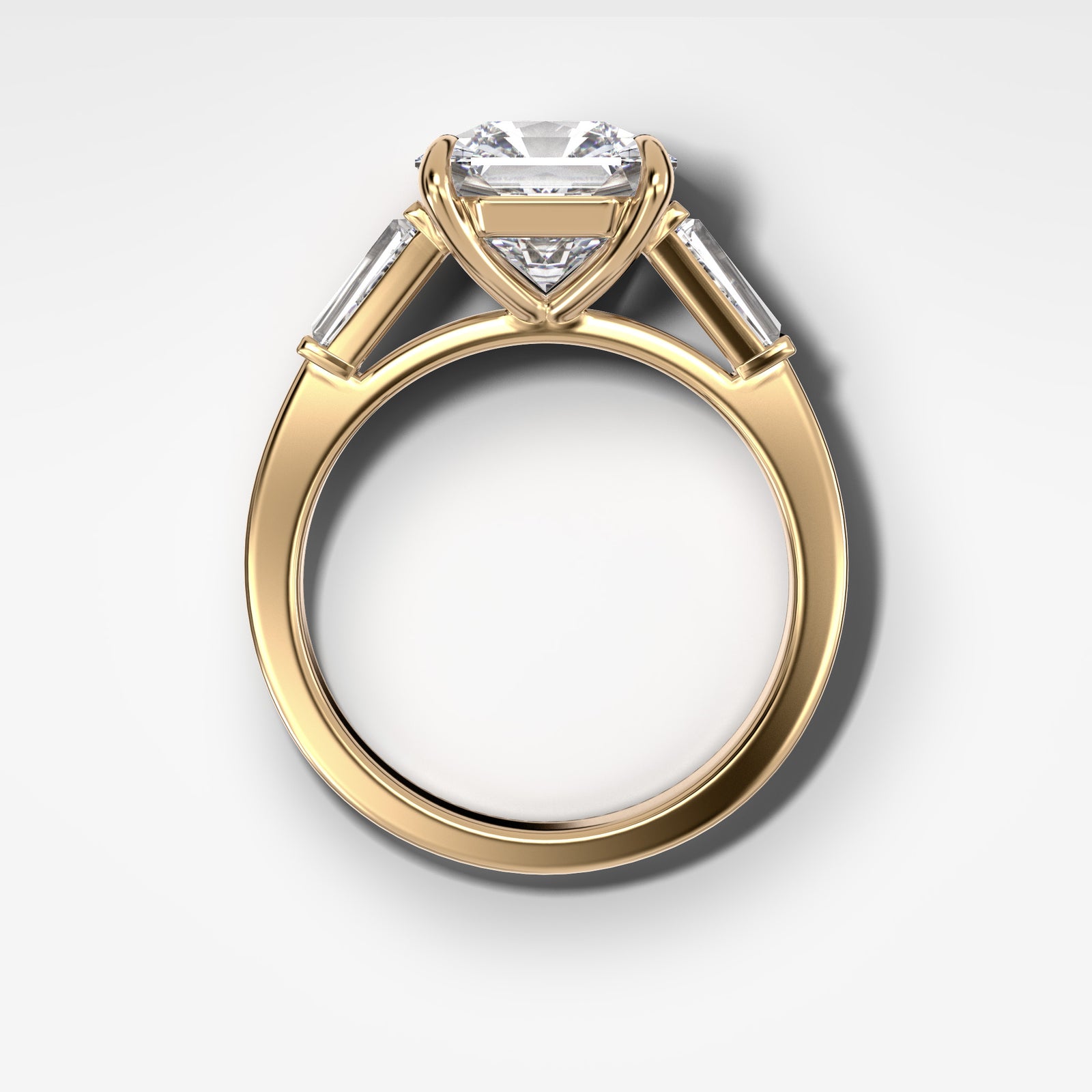 Translunar Tapered Baguette Engagement Ring With Square Cut by Good Stone in Yellow Gold
