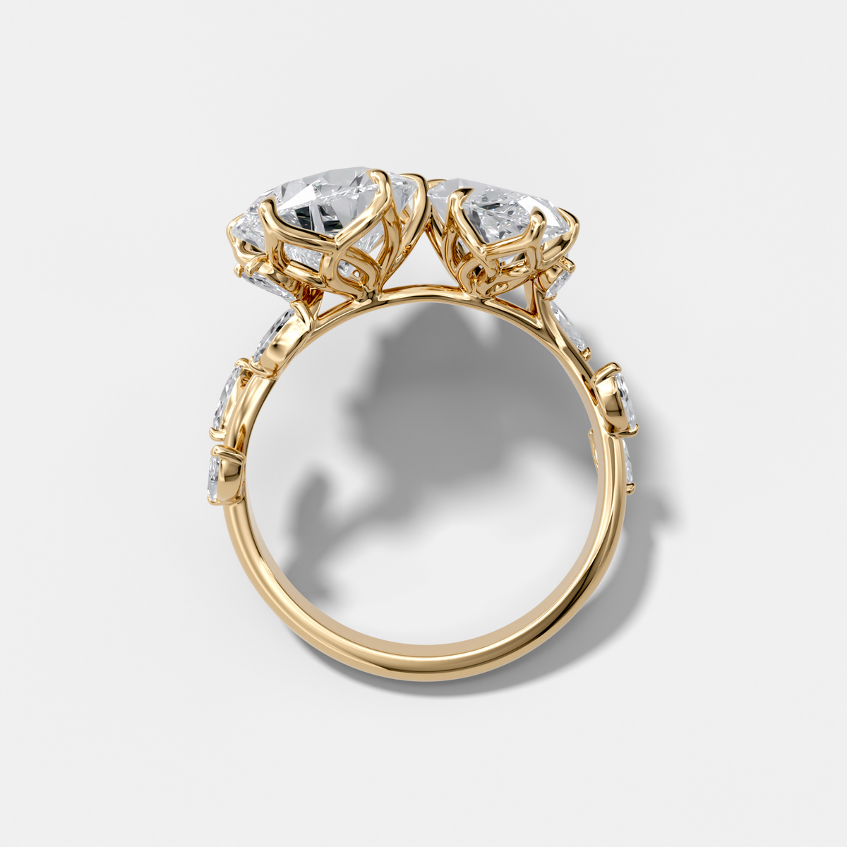 Entwined Toi et Moi Engagement Ring with Pear and Marquise Cut Diamonds