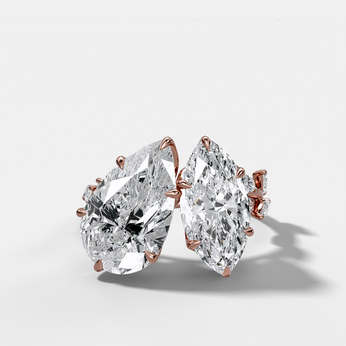 Entwined Toi et Moi Engagement Ring with Pear and Marquise Cut Diamonds