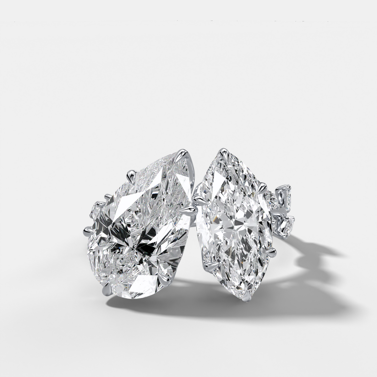 Entwined Toi et Moi Engagement Ring with Pear and Marquise Cut Diamonds