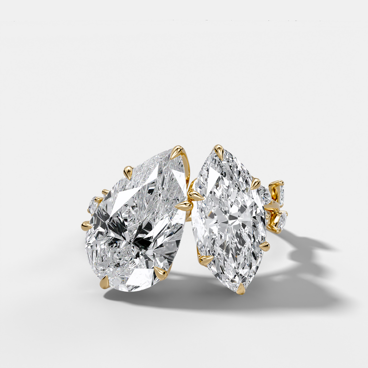 Entwined Toi et Moi Engagement Ring with Pear and Marquise Cut Diamonds