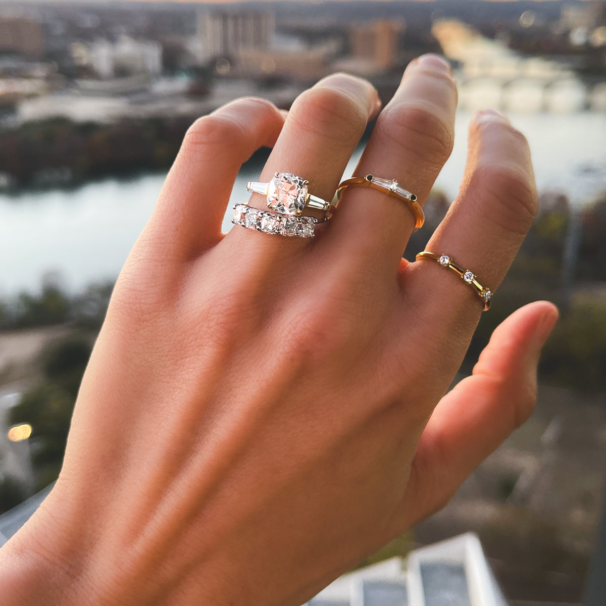 Wedding Band Cushion Cut Ring With Baguettes Where To Buy