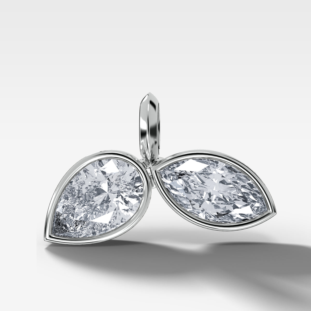 Bezel Set Pear and Marquise Duo Attachable Diamond Pendant