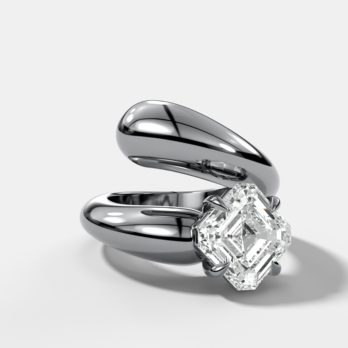 Wrap Engagement Ring with Asscher Cut Diamond