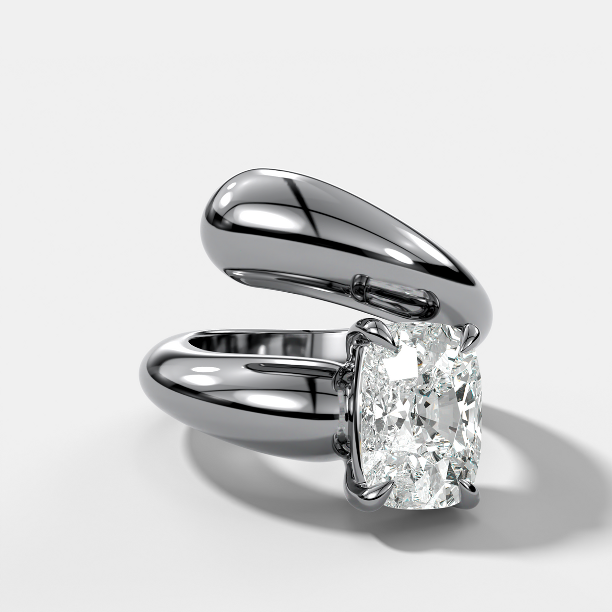 Wrap Engagement Ring with Elongated Cushion Cut Diamond