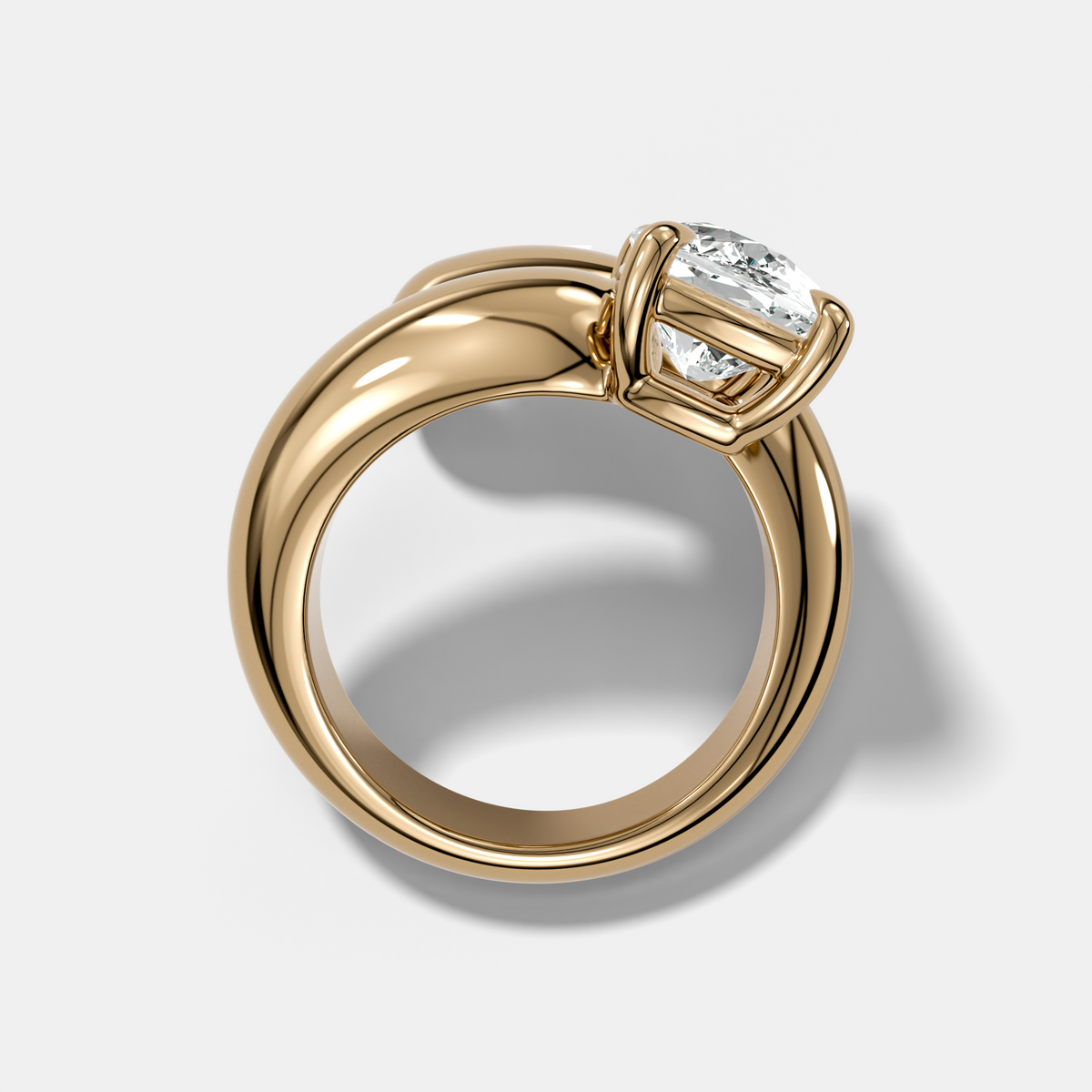 Wrap Engagement Ring with Elongated Cushion Cut Diamond