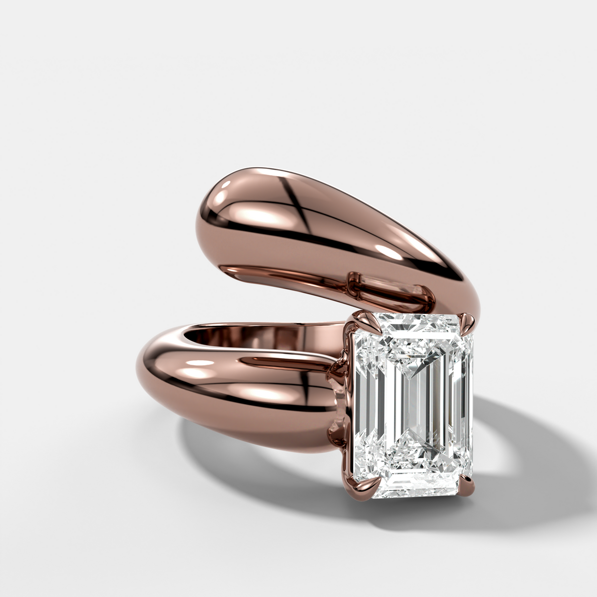 Wrap Engagement Ring with Emerald Cut Diamond