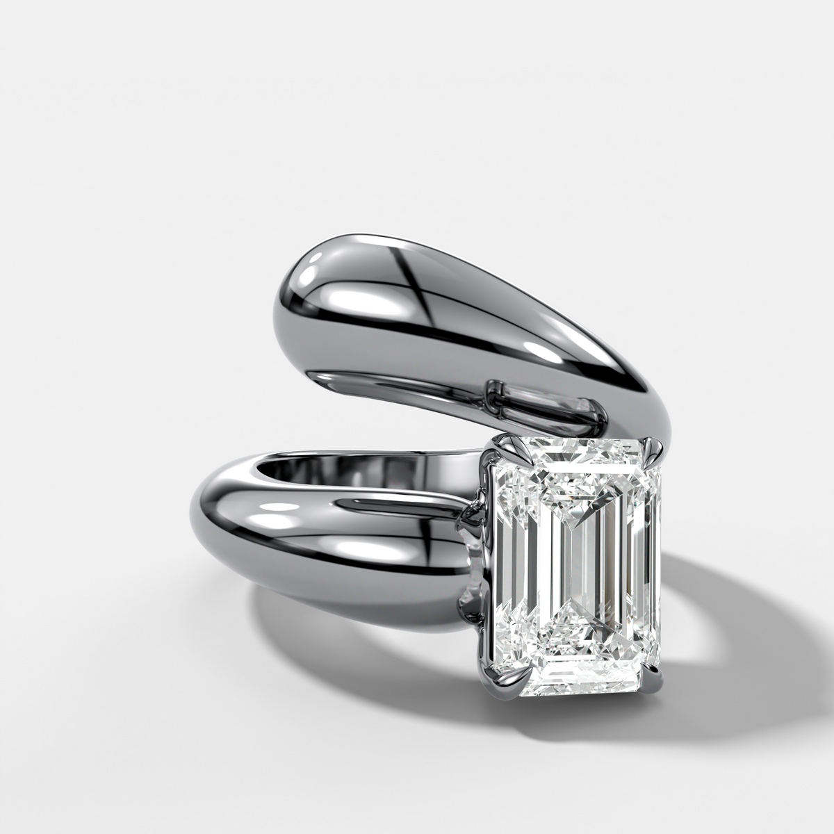 Wrap Engagement Ring with Emerald Cut Diamond