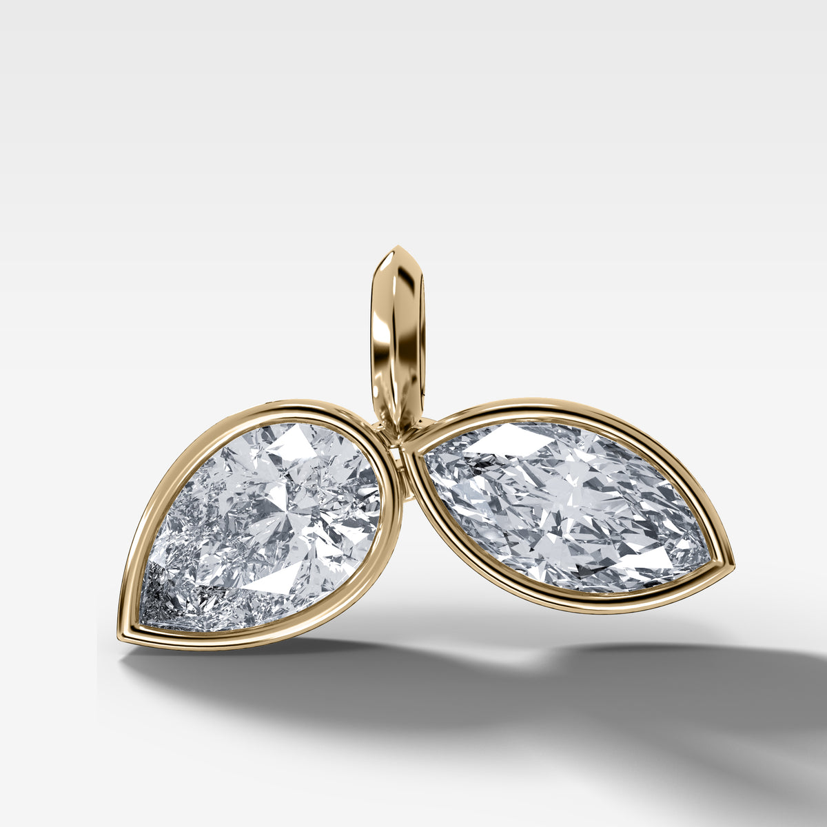 Bezel Set Pear and Marquise Duo Attachable Diamond Pendant