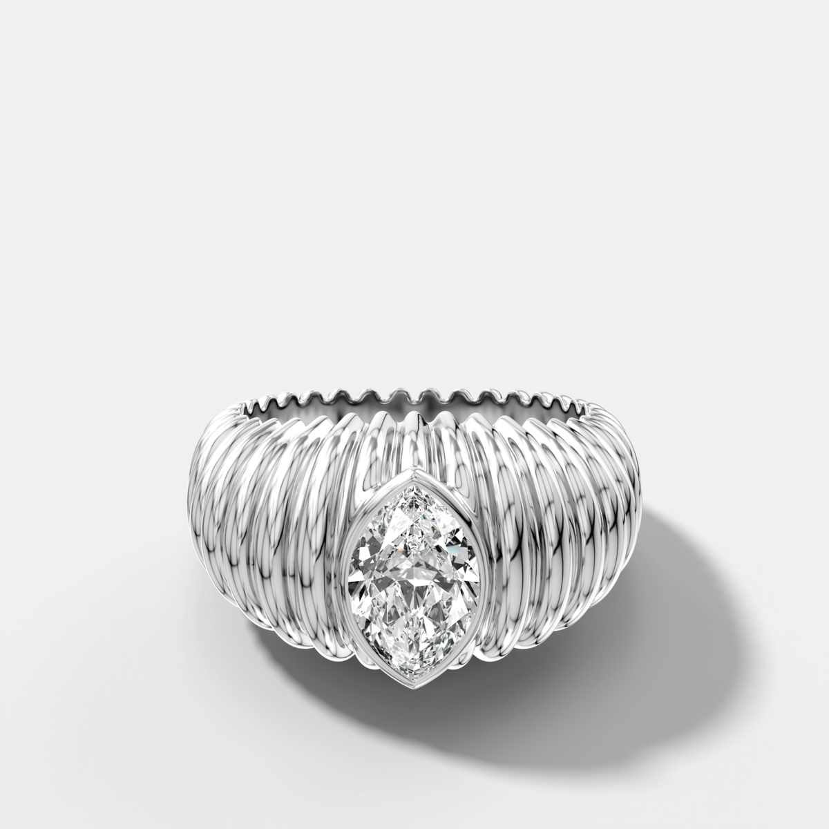 Accordion Cigar Band with a Marquise Cut Diamond - GOODSTONE