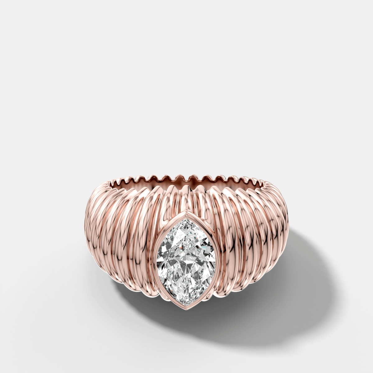 Accordion Cigar Band with a Marquise Cut Diamond - GOODSTONE