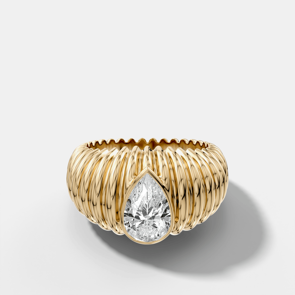 Accordion Cigar Band with a Pear Cut Diamond - GOODSTONE