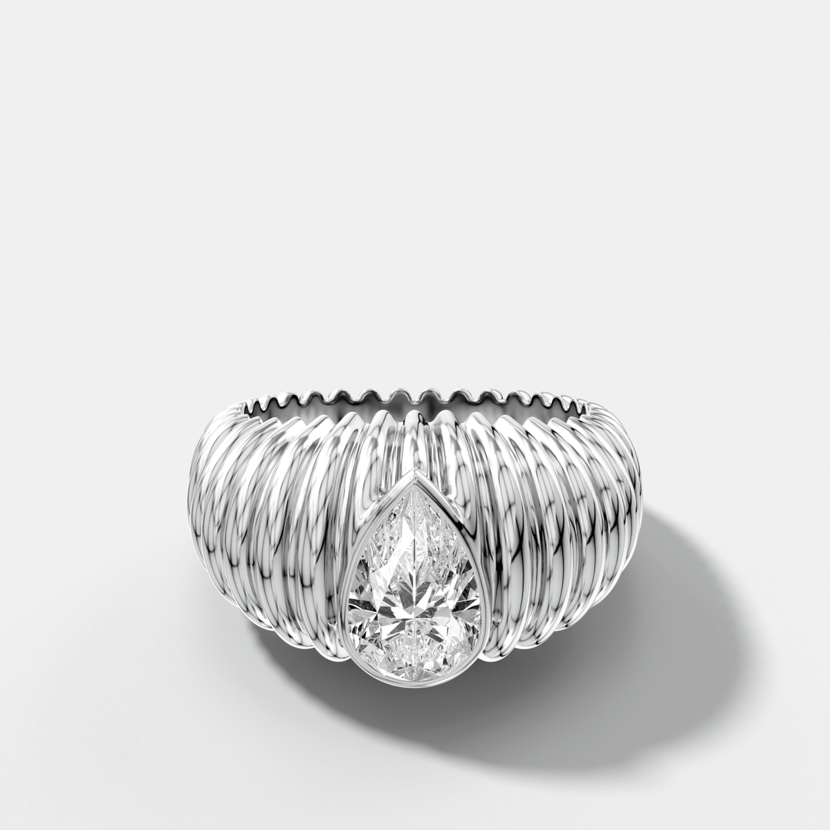 Accordion Cigar Band with a Pear Cut Diamond - GOODSTONE