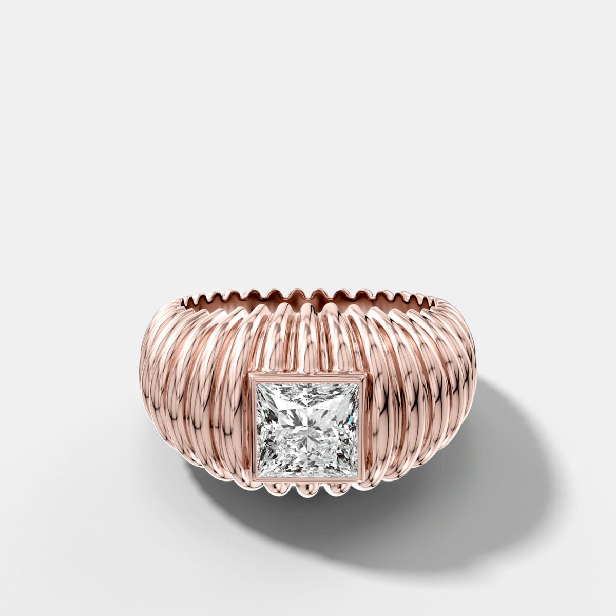 Accordion Cigar Band with a Princess Cut Diamond - GOODSTONE