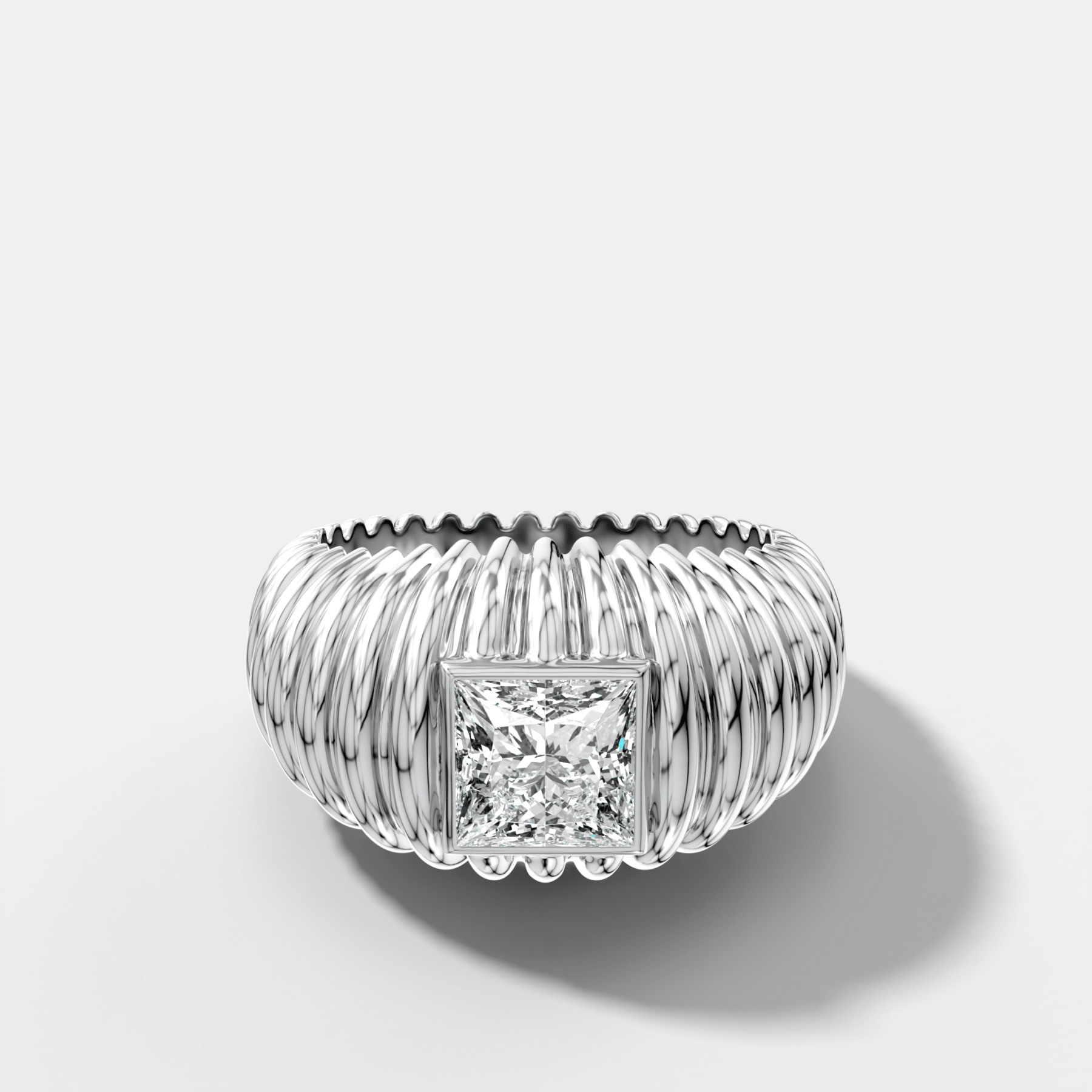 Accordion Cigar Band with a Princess Cut Diamond - GOODSTONE
