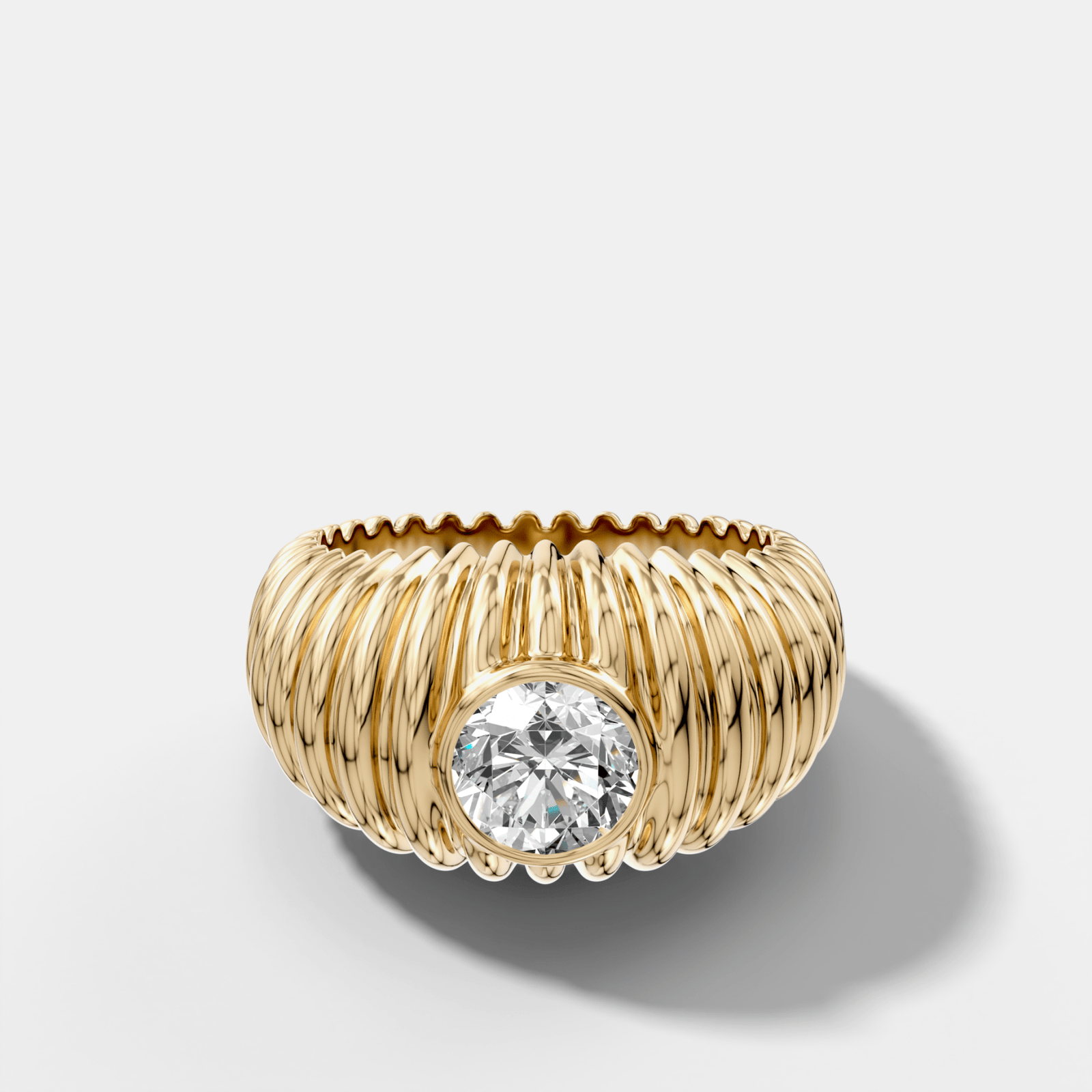 Accordion Cigar Band with a Round Cut Diamond - GOODSTONE