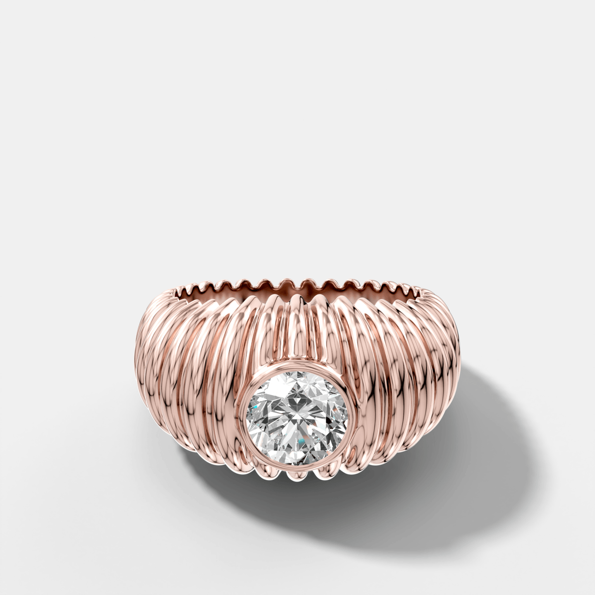 Accordion Cigar Band with a Round Cut Diamond - GOODSTONE