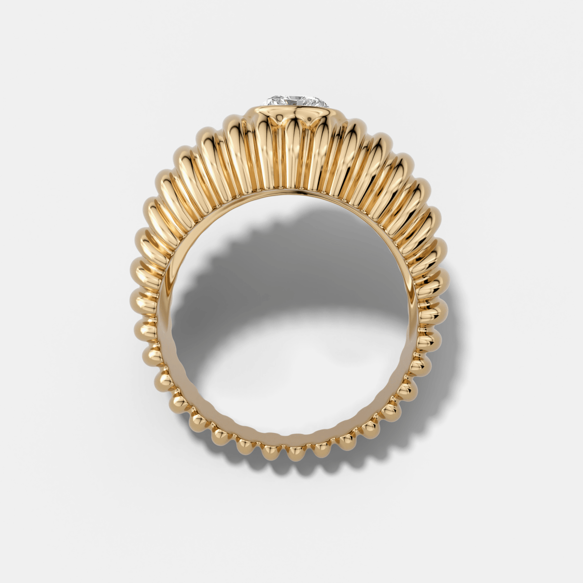 Accordion Cigar Band with a Round Cut Diamond - GOODSTONE