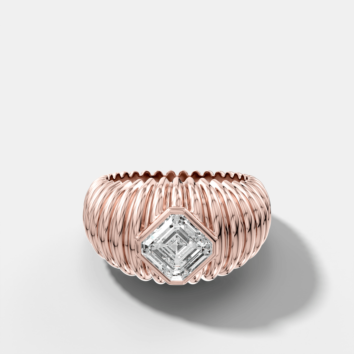 Accordion Cigar Band with an Asscher Cut Diamond - GOODSTONE
