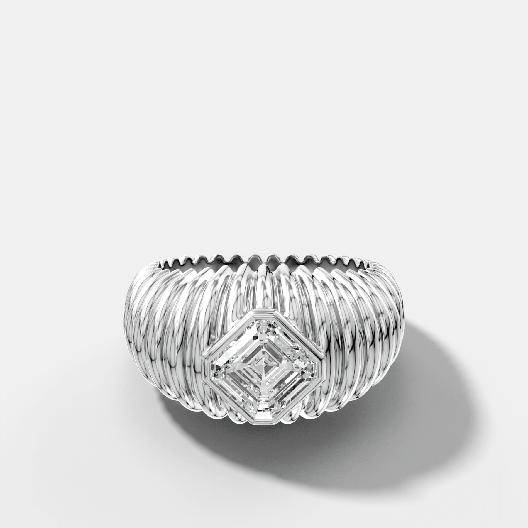Accordion Cigar Band with an Asscher Cut Diamond - GOODSTONE